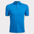 PERFORATED MULTI STRIPE TECH JERSEY RIB COLLAR SLIM FIT POLO image number 1