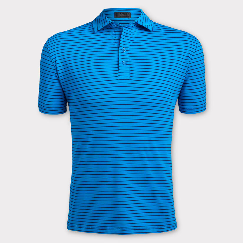 PERFORATED MULTI STRIPE TECH JERSEY RIB COLLAR SLIM FIT POLO image number 1