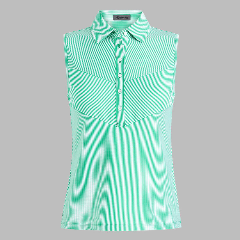 CHEVRON STRIPE TECH PIQU&Eacute; SLEEVELESS POLO image number 1