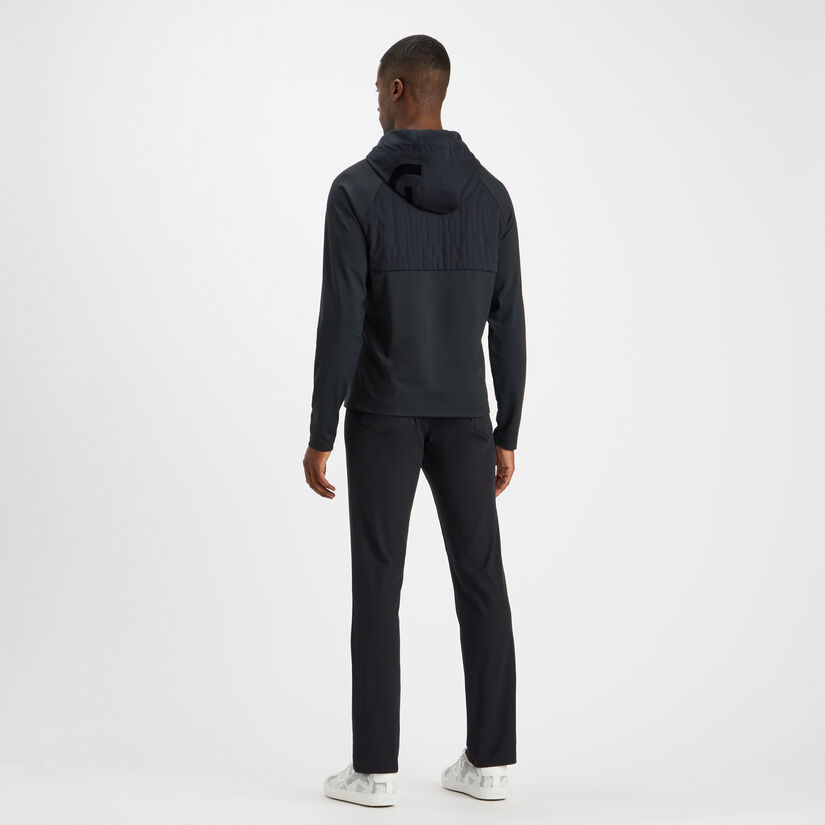 HOODED TECH INTERLOCK QUARTER ZIP SLIM FIT PULLOVER image number 5
