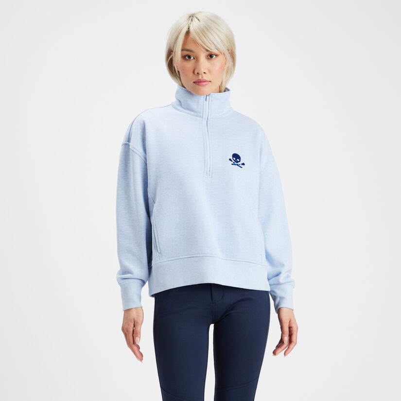 SKULL & T'S FRENCH TERRY BOXY QUARTER ZIP PULLOVER image number 3