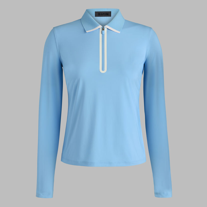 SILKY TECH NYLON LONG SLEEVE ZIP POLO image number 1