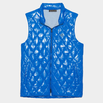 QUILTED COATED NYLON WOOL LINED SLIM FIT PUFFER GILET