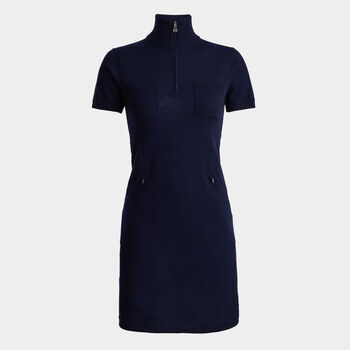 MERINO WOOL QUARTER ZIP POLO JUMPER DRESS