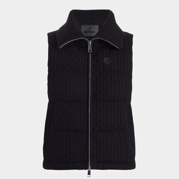 CABLE-KNIT WOOL BLEND DOWN PUFFER GILET
