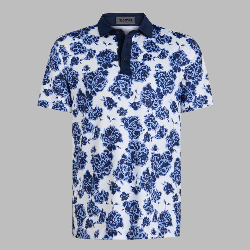 STAMPED FLORAL TECH JERSEY POLO image number 1