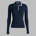 COTTON BLEND LONG SLEEVE KNIT POLO image number 1