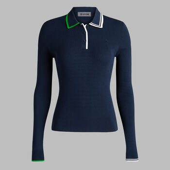 COTTON BLEND LONG SLEEVE KNIT POLO