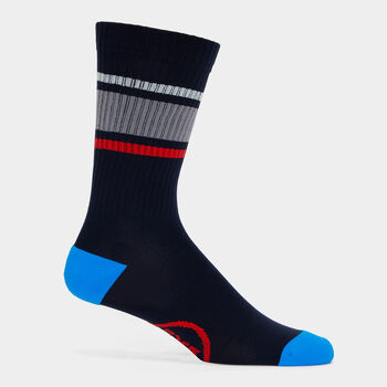 STRIPED RIBBED COMPRESSION CREW SOCK