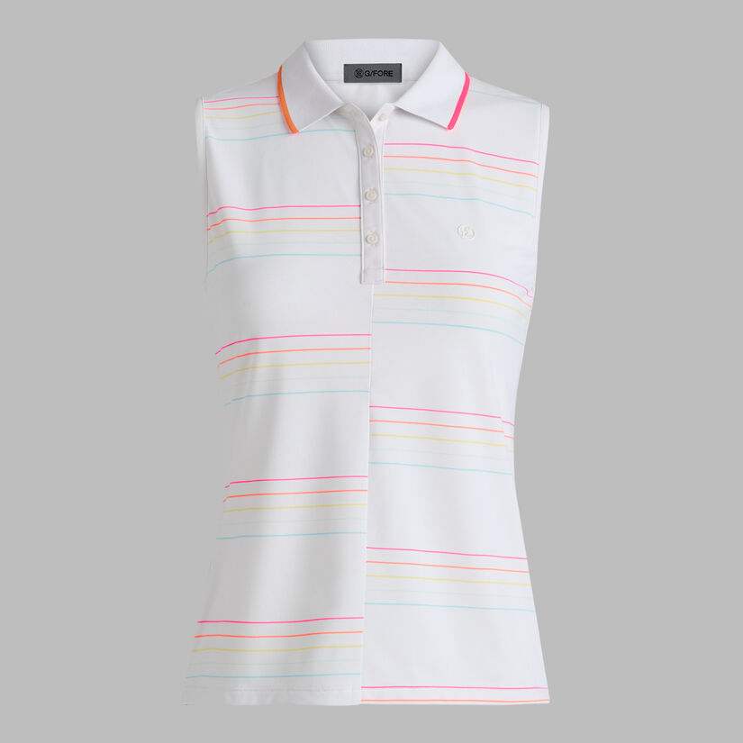 OFFSET STRIPE TECH PIQU&Eacute; SLEEVELESS POLO image number 1