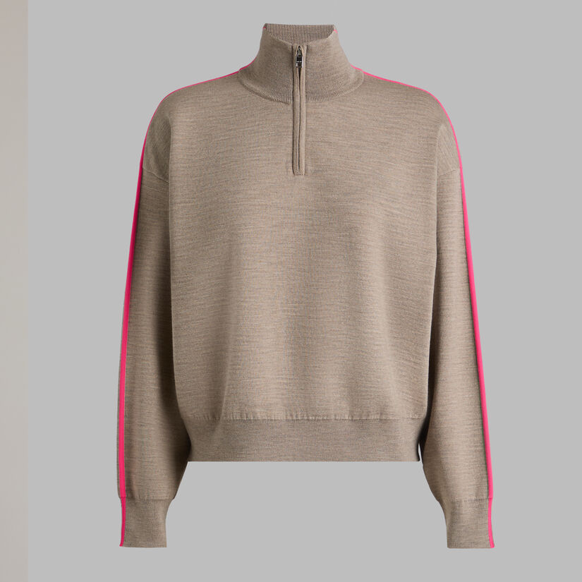 MERINO WOOL COTTON PLAITED 1/4 ZIP JUMPER image number 1