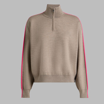 MERINO WOOL COTTON PLAITED 1/4 ZIP JUMPER