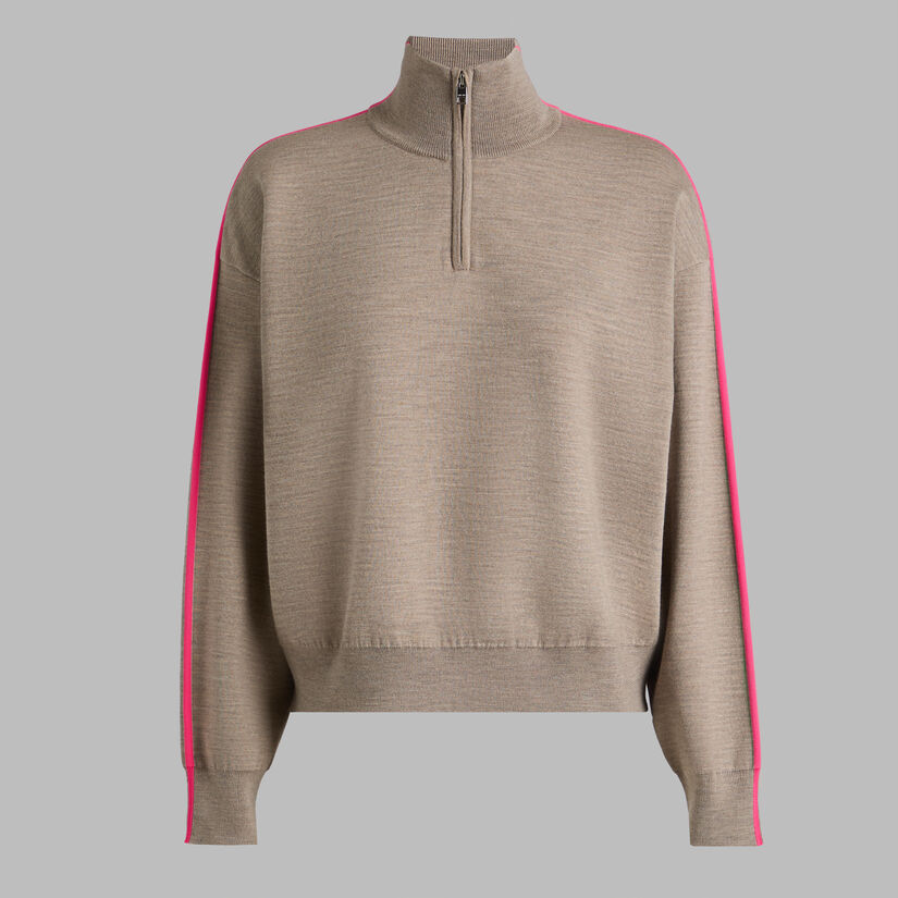 MERINO WOOL COTTON PLAITED 1/4 ZIP JUMPER image number 1