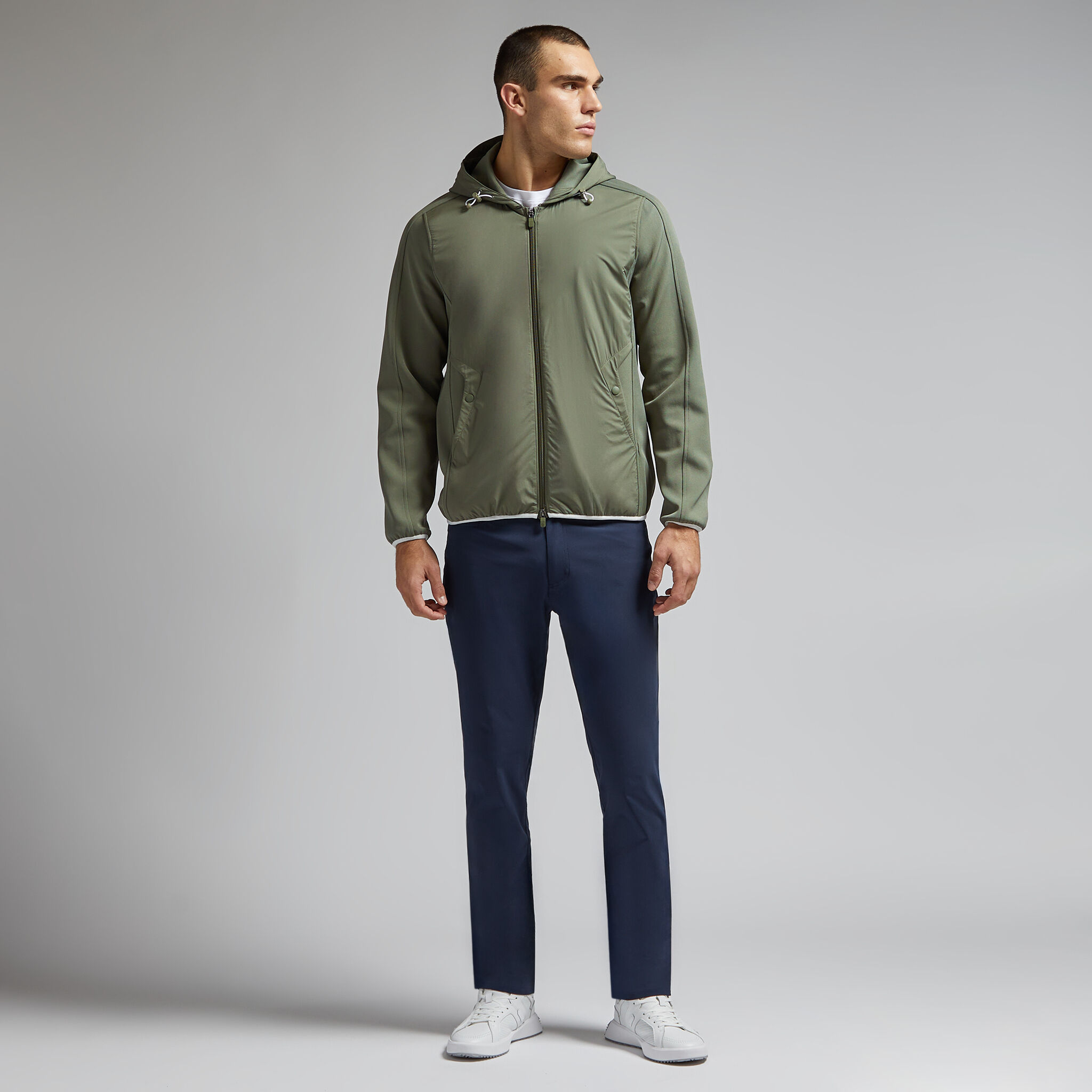 MEN’S WINDBLOCK BOUCLE KNIT BLOUSON Theory Men's Ricky Double Boucle Jacket (Gray Multi