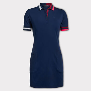 CONTRAST COLLAR LIGHTWEIGHT TECH PIQUÉ POLO DRESS