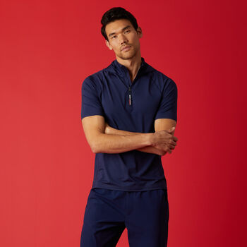 TECH NYLON SHORT SLEEVE OPS QUARTER ZIP HOODED SLIM FIT PULLOVER