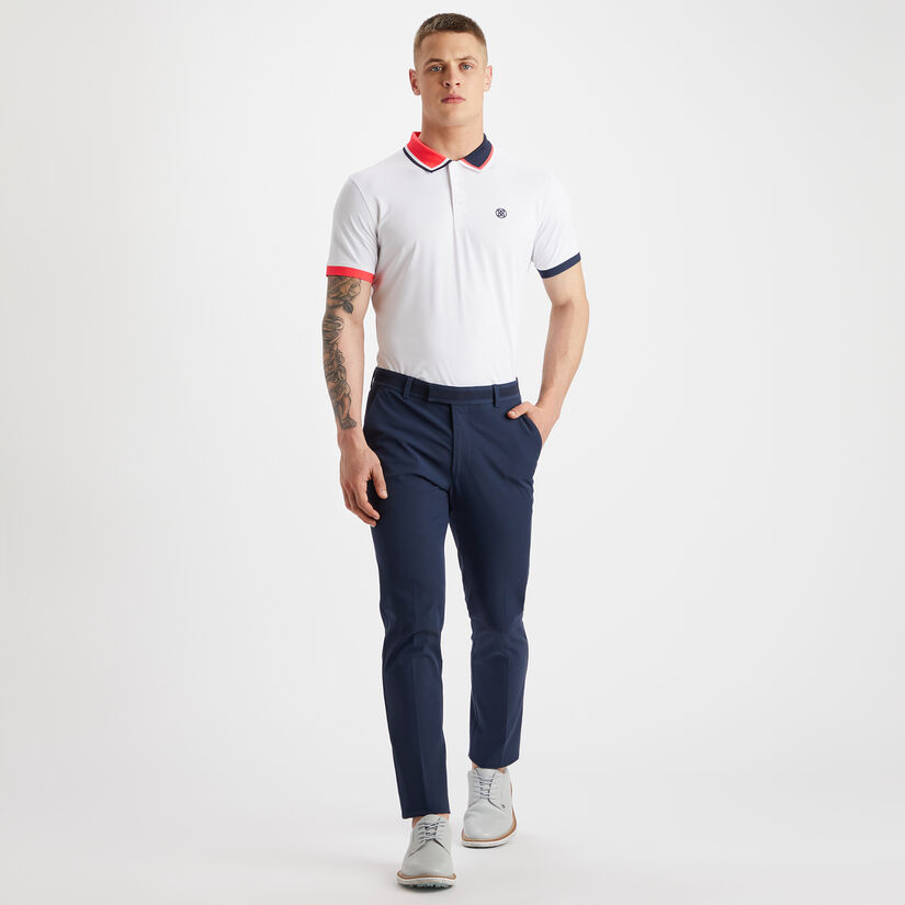 TWO TONE TECH JERSEY RIB COLLAR SLIM FIT POLO image number 4