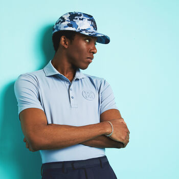 EMBOSSED CIRCLE G'S TECH JERSEY MODERN SPREAD COLLAR POLO