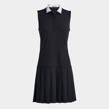 PIQUÉ SLEEVELESS PLEATED POLO DRESS