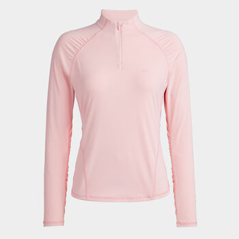 SILKY TECH NYLON RUCHED QUARTER ZIP PULLOVER
