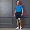PERFORATED MULTI STRIPE TECH JERSEY RIB COLLAR SLIM FIT POLO image number 2