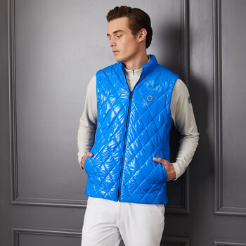 QUILTED COATED NYLON WOOL LINED SLIM FIT PUFFER GILET