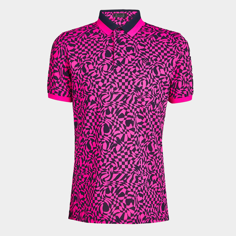 MINI DISTORTED CHECK BANDED SLEEVE TECH PIQUÉ POLO image number 1
