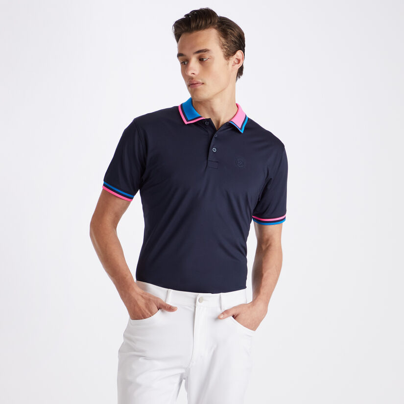 TWO TONE RIB COLLAR TECH JERSEY SLIM FIT POLO - G/FORE