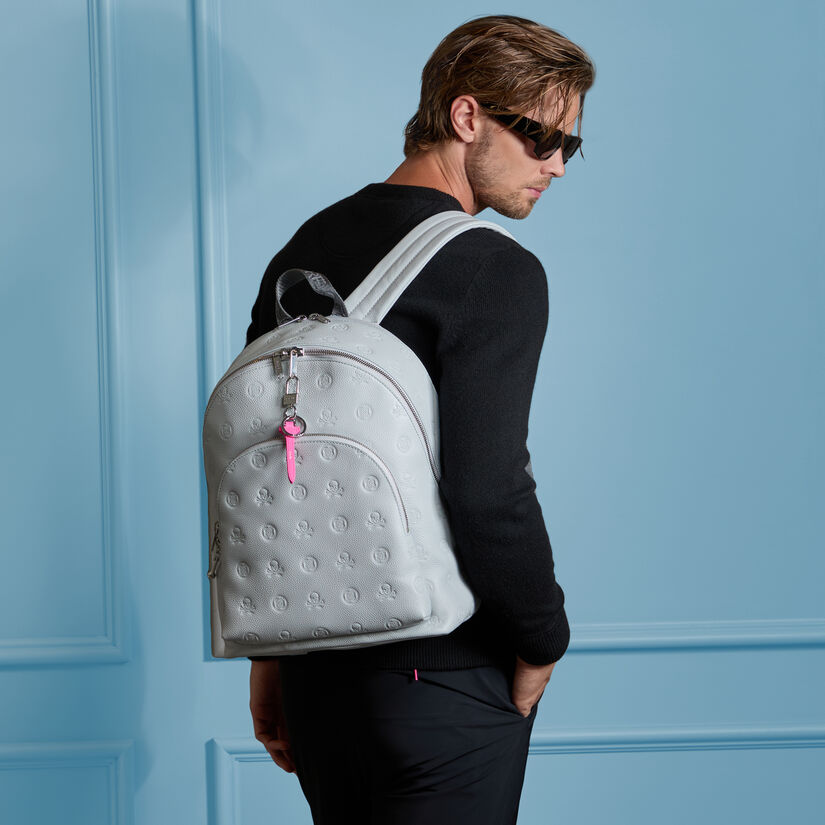 EMBOSSED SKULL & TEES LEATHER BACKPACK image number 8