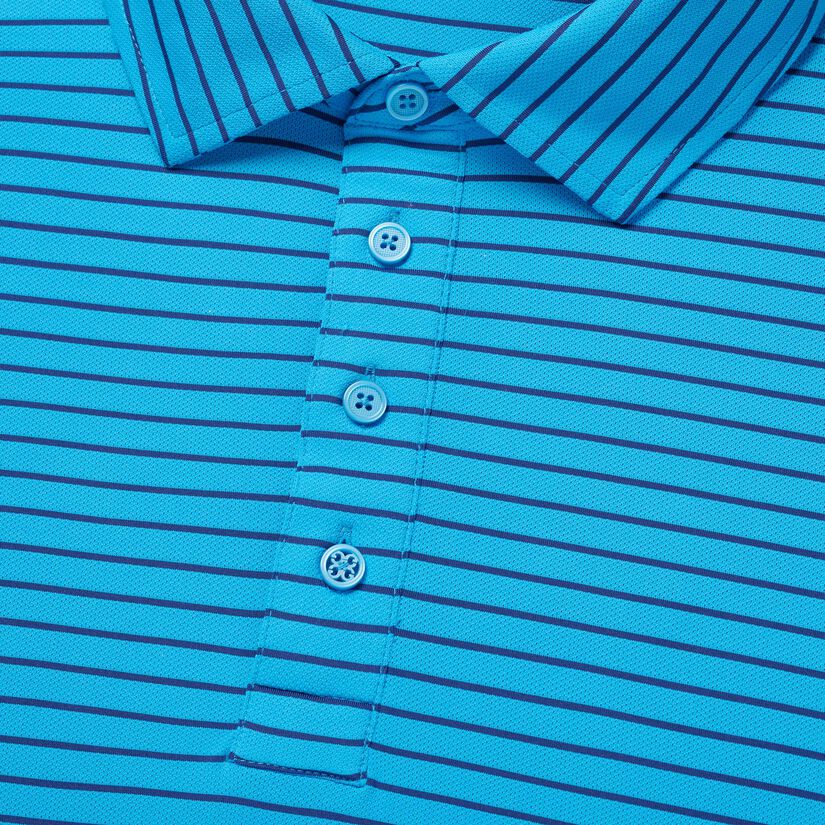 PERFORATED MULTI STRIPE TECH JERSEY RIB COLLAR SLIM FIT POLO image number 6