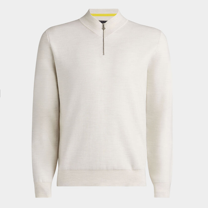 CONTRAST V NECK MERINO WOOL QUARTER ZIP JUMPER image number 1