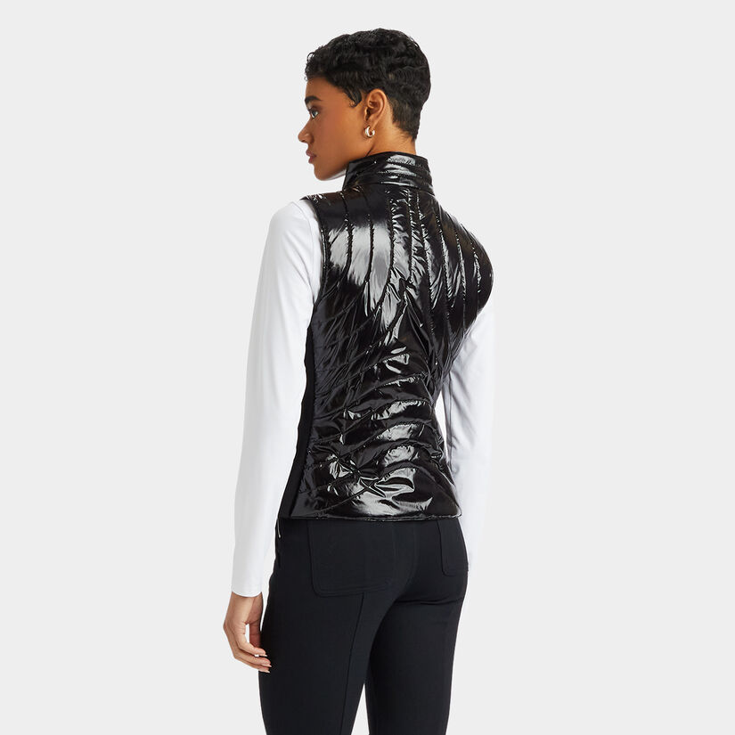 QUILTED NYLON COATED MERINO WOOL-LINED SNAP GILET image number 5