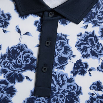 STAMPED FLORAL TECH JERSEY POLO - Alternate Image 1