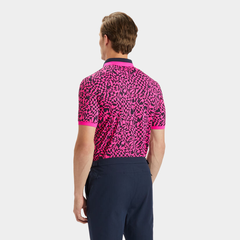 MINI DISTORTED CHECK BANDED SLEEVE TECH PIQUÉ POLO image number 5