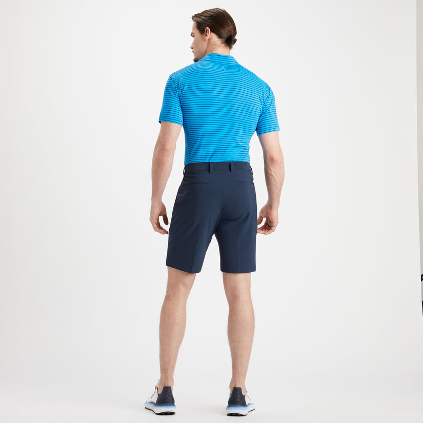 PERFORATED MULTI STRIPE TECH JERSEY RIB COLLAR SLIM FIT POLO image number 5