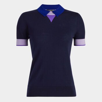 MERINO WOOL LAYERED SHORT SLEEVE JUMPER POLO