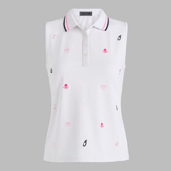 EMBROIDERED TECH PIQU&Eacute; SLEEVELESS PERFORMANCE POLO