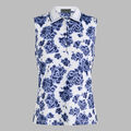 STAMPED FLORAL TECH JERSEY SLEEVELESS POLO image number 1