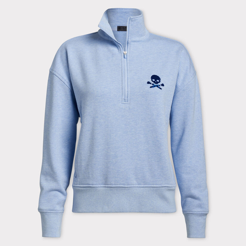 SKULL & T'S FRENCH TERRY BOXY QUARTER ZIP PULLOVER image number 1