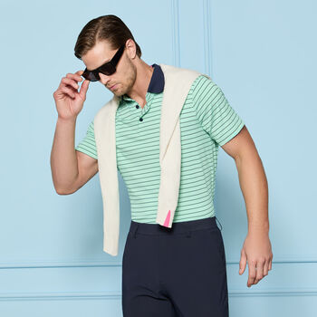 HERRINGBONE STRIPE TECH JERSEY POLO
