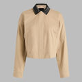 LTD RELEASE LEATHER COLLAR TRI-COTTON CROPPED JACKET image number 1