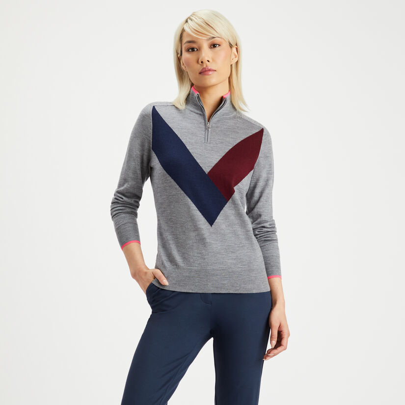 MULTI V MERINO WOOL QUARTER-ZIP JUMPER image number 3