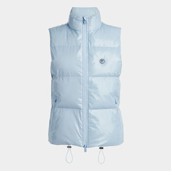 QUILTED POLISHED NYLON MERINO WOOL LINED PUFFER GILET