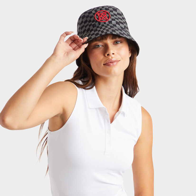 REVERSIBLE DISTORTED CHECK NYLON BUCKET HAT image number 9