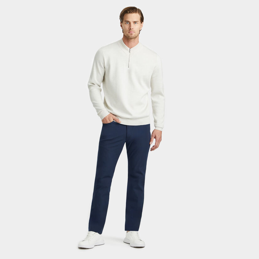 CONTRAST V NECK MERINO WOOL QUARTER ZIP JUMPER image number 3
