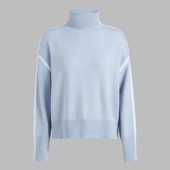 MERINO WOOL CONTRAST STRIPE TURTLENECK JUMPER