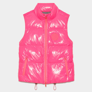 QUILTED POLISHED NYLON MERINO WOOL LINED PUFFER GILET