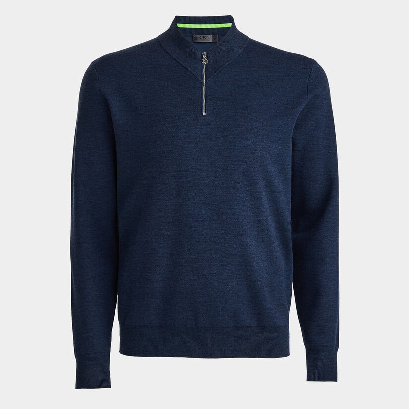 V NECK MERINO WOOL QUARTER ZIP JUMPER image number 1