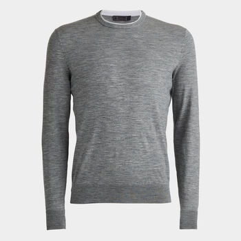 CONTRAST MERINO WOOL BLEND CREWNECK JUMPER