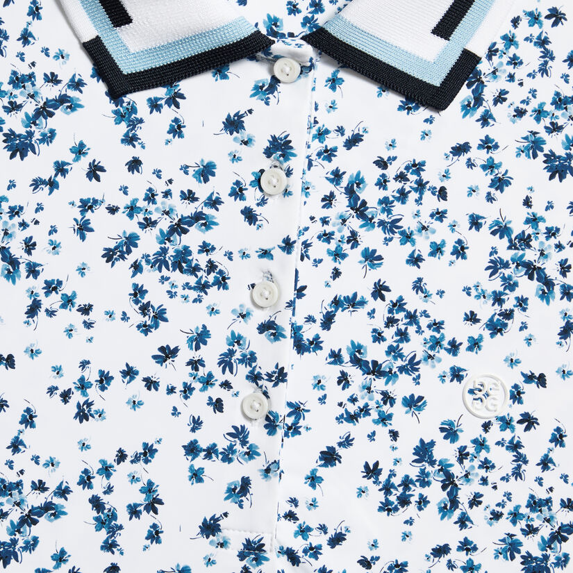 SCATTERED DITZY SILKY TECH NYLON LONG SLEEVE POLO image number 5